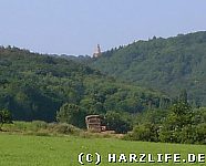 Blick aus dem Harzvorland auf die Burg
